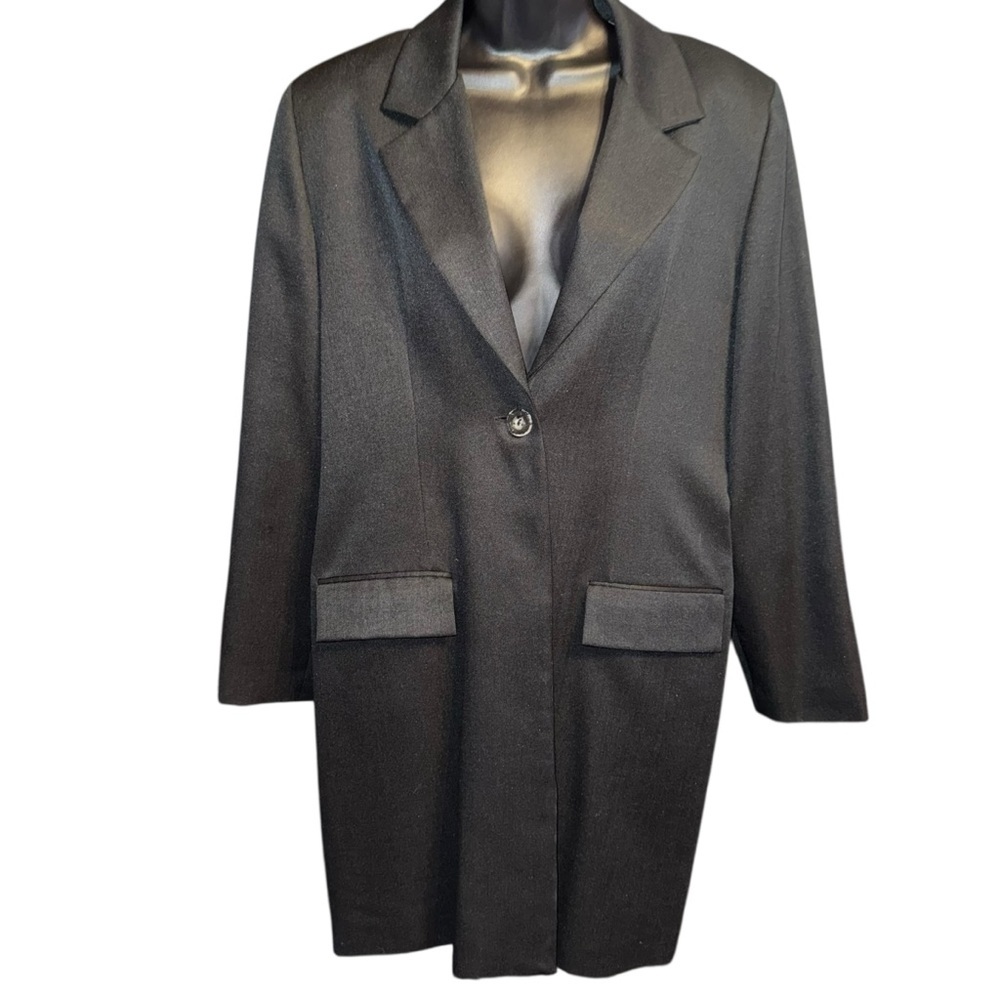 Bedford Fair Womens Black Long Wool Blend Coat Classic Tailored Size 12 - Picture 2 of 6
